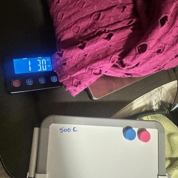 Eloquii Fuscia Eyelet Lace Tiered Dress Cotton  Puff Sleeve Peasant S 22 NWT - Picture 13 of 13